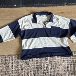 Striped Navy and Cream Kids Shirt
